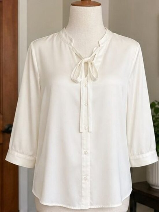 None Tops - Ivory V Neck Top